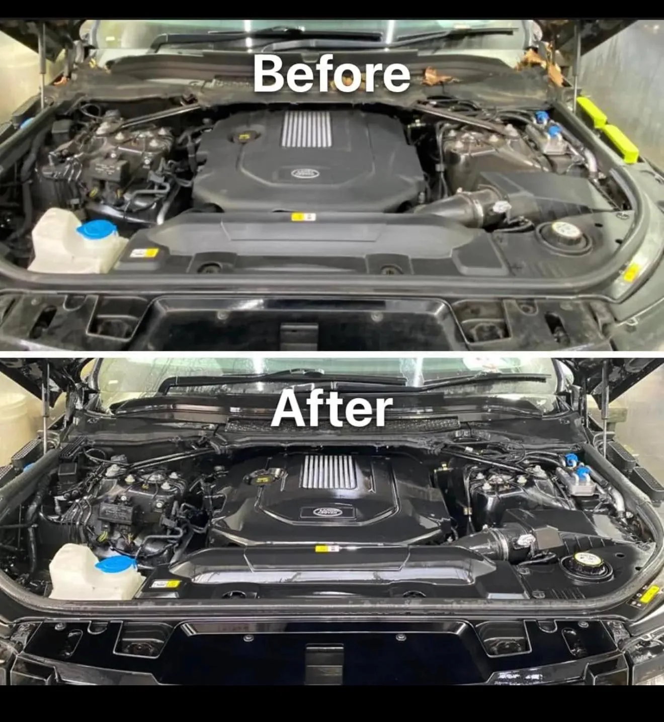 Detallado de motor — antes y después