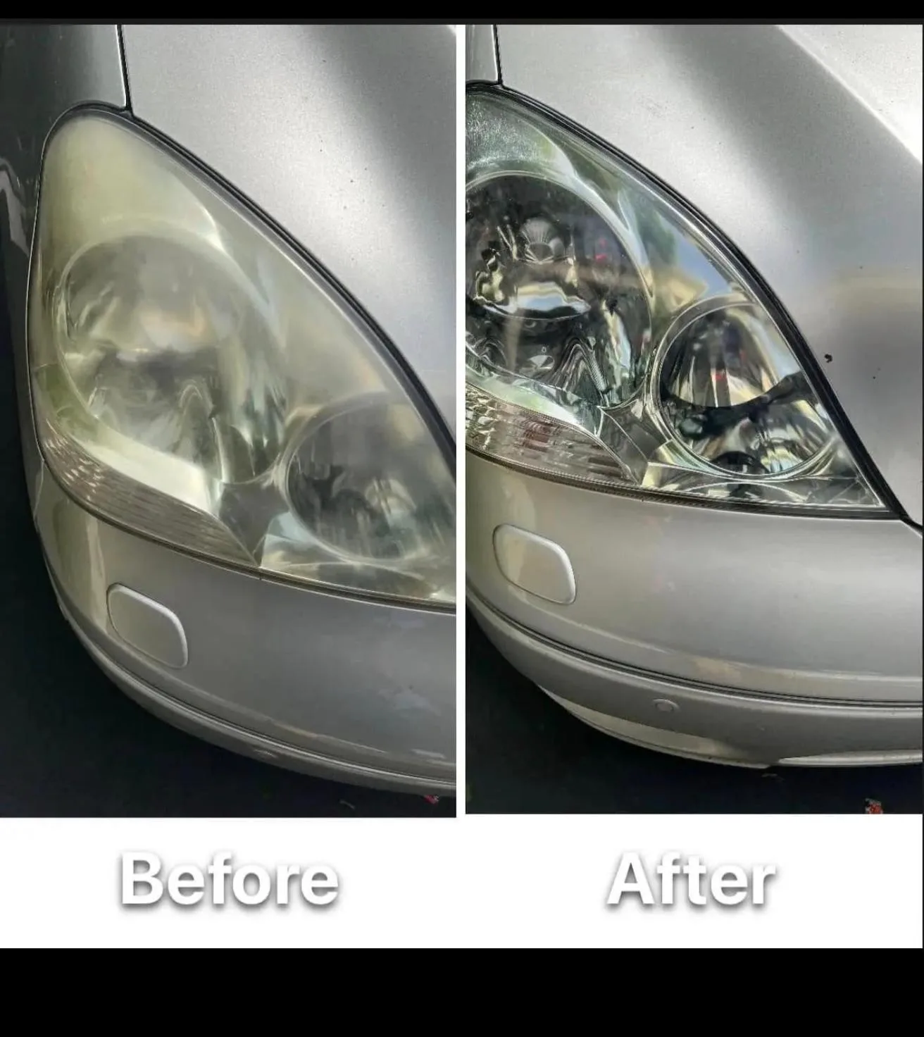 Restauración de faros — antes y después